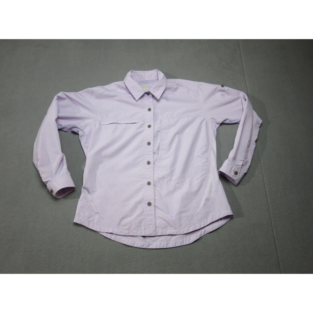 Mountain Hardwear Shirt Womens 8 Purple Hiking Roll Tab Sleeve Logo Button Up